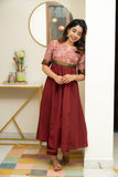 Varshini Peach & Maroon Kurti Set