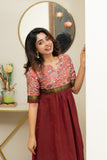 Varshini Peach & Maroon Kurti Set