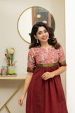 Varshini Peach & Maroon Kurti Set