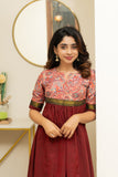 Varshini Peach & Maroon Kurti Set