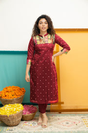 Shilpa Maroon Kurti Set