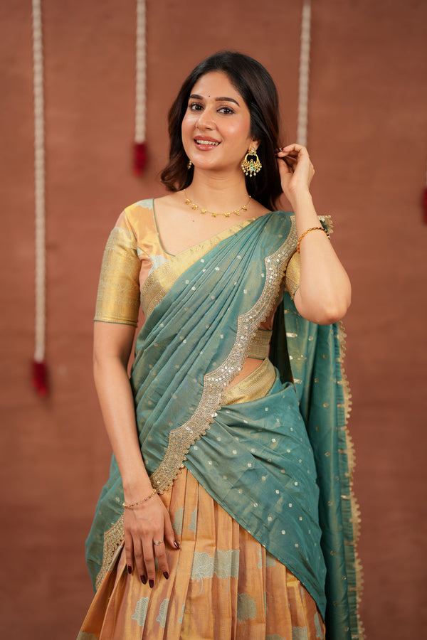Mandana Teal Halfsaree ( Set of 3 )