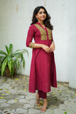 Pranazhini Maroon Kurta Set (Set of 2)