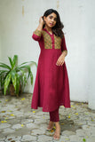 Pranazhini Maroon Kurta Set (Set of 2)