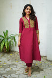 Pranazhini Maroon Kurta Set (Set of 2)