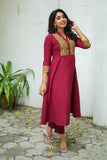 Pranazhini Maroon Kurta Set (Set of 2)