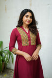 Pranazhini Maroon Kurta Set (Set of 2)