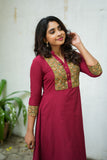 Pranazhini Maroon Kurta Set (Set of 2)