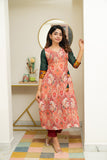 IMD - Yuvashree Orange & Green Kurti Set