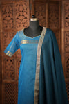 Venba Teal Chettinad Cotton Kurti Set (Set of 2 )