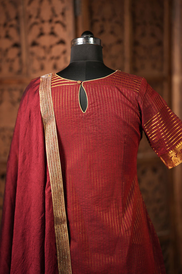 Venba Maroon Chettinad Cotton Kurti Set ( Set of 2 )