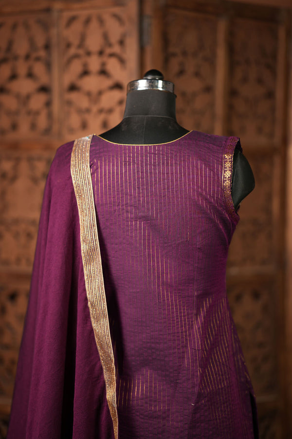 Kanimozhi Wine Chettinad Cotton Kurti Set ( Set of 2 )