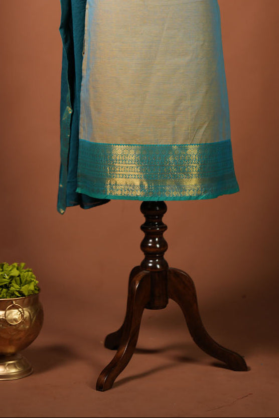 Poonguzhali Grey Sleeveless Chettinad Cotton Kurti Set ( Set of 2 )