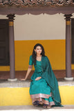 Sujha Teal Chanderi Co-Ord Set (Set of 3)