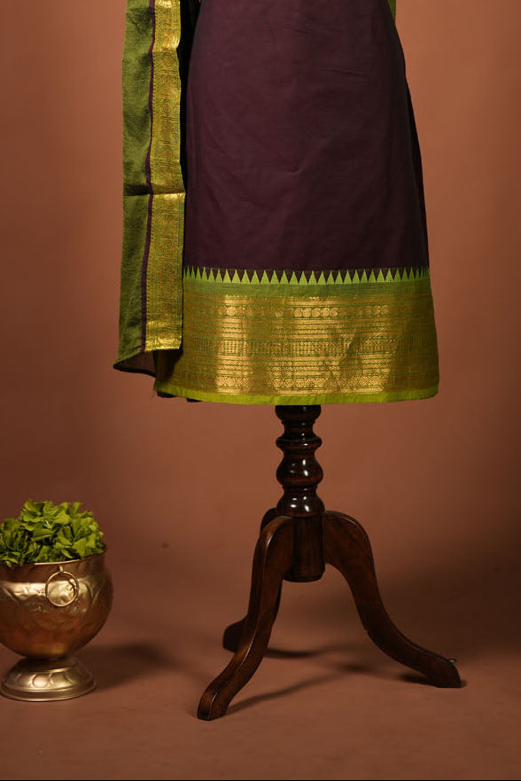 Vennila Brown Sleeveless Chettinad Cotton Kurti Set ( Set of 2 )