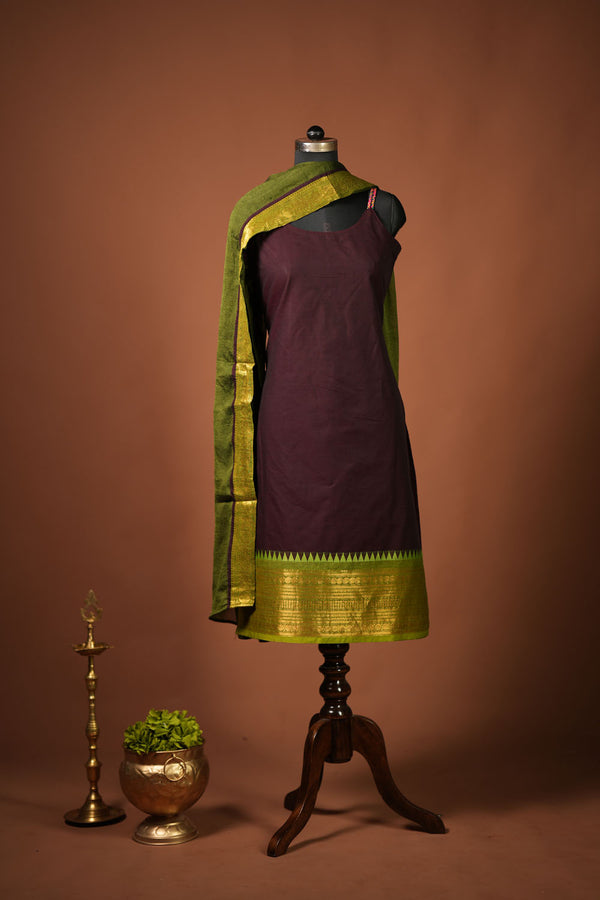 Vennila Brown Sleeveless Chettinad Cotton Kurti Set ( Set of 2 )
