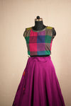 Thendral Plain Magenta Sleeveless Croptop and Skirt ( Set of 2 )