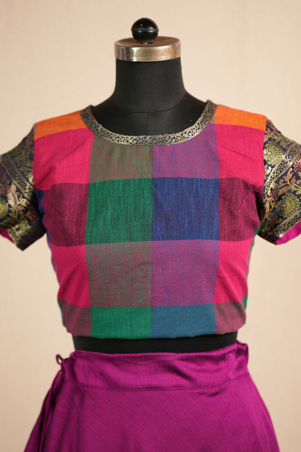 Thendral Plain Magenta Croptop and Skirt ( Set of 2 )