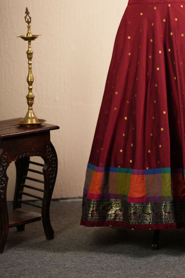 Thendral Maroon Sleeveless Croptop and Skirt (Set of 2 )