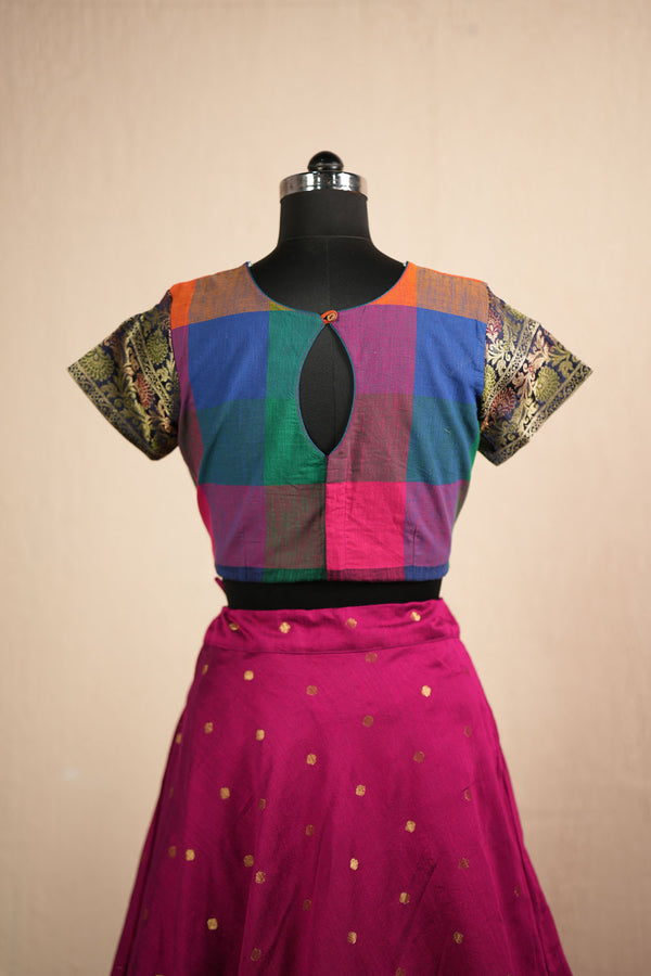Thendral Magenta Croptop and Skirt (Set of 2 )