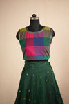 Thendral Green Sleeveless Croptop and Skirt ( Set of 2 )