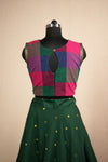 Thendral Green Sleeveless Croptop and Skirt ( Set of 2 )
