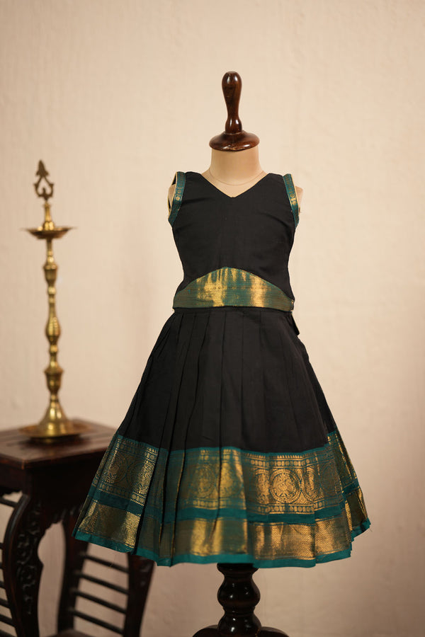 Subhiksha Black Chettinad Cotton Lehenga Mini (Set of 2 )