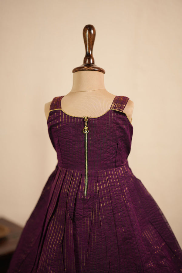 Kanimozhi Wine Chettinad Cotton Frock Mini
