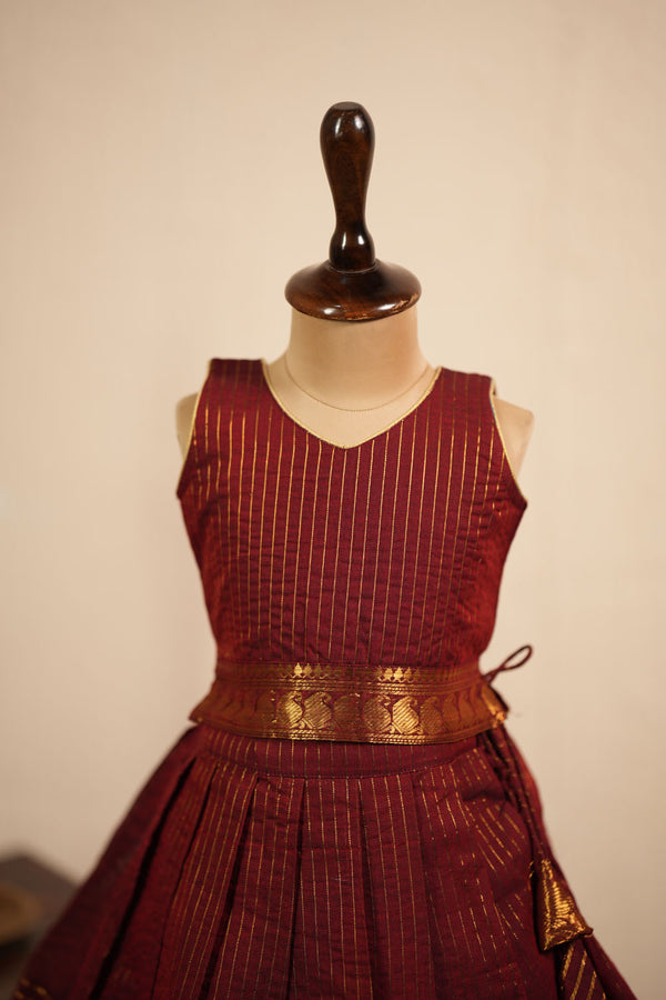 Venba Maroon Chettinad Cotton Lehenga Mini (Set of 2 )