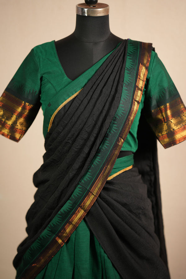 Madhuri Green Chettinad Cotton Halfsaree (Set of 3 )