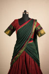 Sana Red Checks Chettinad Cotton Halfsaree (Set of 3)