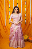 Aalaya Pink Banarasi Organza Half Saree Set