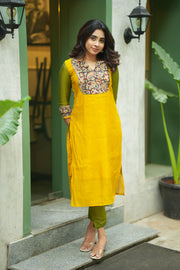 Samriddhi Yellow Kurti (Set of 2)