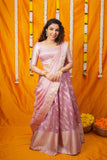 Aalaya Pink Banarasi Organza Half Saree Set