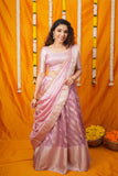 Aalaya Pink Banarasi Organza Half Saree Set