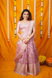 Aalaya Pink Banarasi Organza Half Saree Set