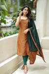 Narmada Rust with Green Kurti (Set of Top & Dupatta)