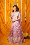 Aalaya Pink Banarasi Organza Half Saree Set