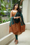 Narmada Rust with Green Kurti (Set of Top & Dupatta)