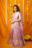 Aalaya Pink Banarasi Organza Half Saree Set