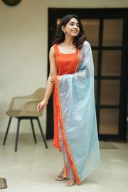 Kamala orange Kurti Set (Set of Top & Dupatta)