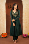Upasanna Bottle Green Kurta Set (Set of 2)