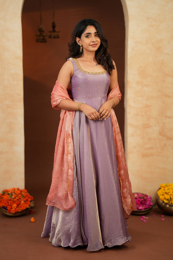 Shrishti Lilac Sleeveless Maxi Dress (Set of 2)