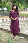 Meera Wine Kurti Set (Set of 2)