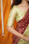 Aalaya Green with Maroon Banarasi Half Saree Set