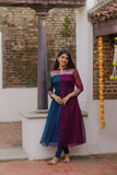 Aadhirai Wine with Teal Blue (Kurti only)