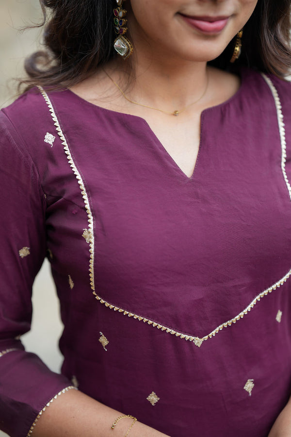 Meera Wine Kurti Set (Set of 2)