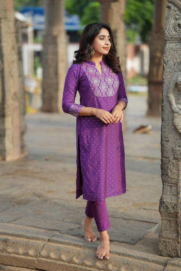 IMD - Pravya Wine Kurti Set (Set of 2)