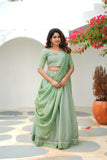 Anupama Mint Green Crop top & Skirt