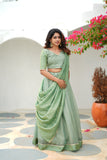 Anupama Mint Green Crop top & Skirt